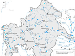 Unterfrankenkarte mit Übersicht der Grundwasserstand-Messstellen des oberen Grundwasserstockwerks