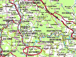 Lage der Stadt Miltenberg auf der topografischen Karte