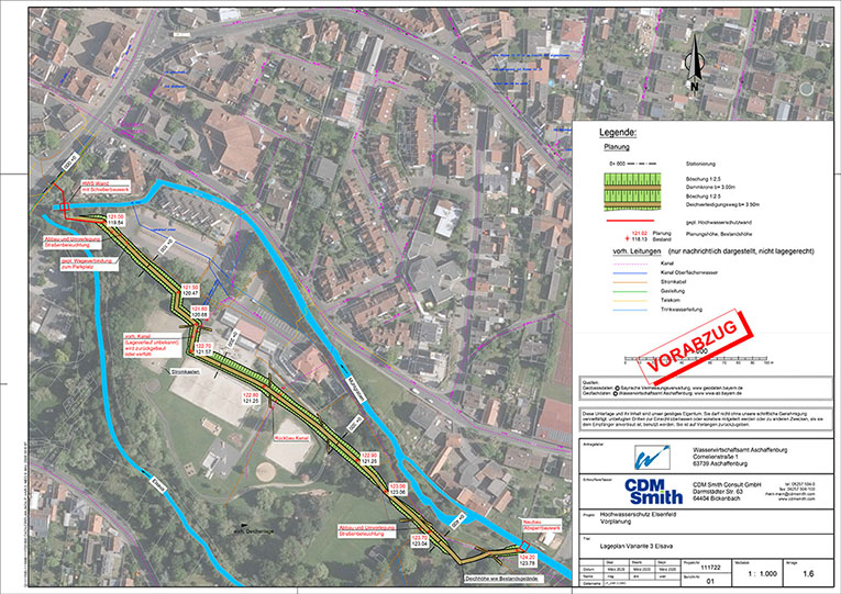 Lageplan der Variante 3 an der Elsava