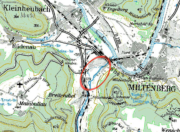 Lageplan der Maßnahme auf der Toporafischen Karte