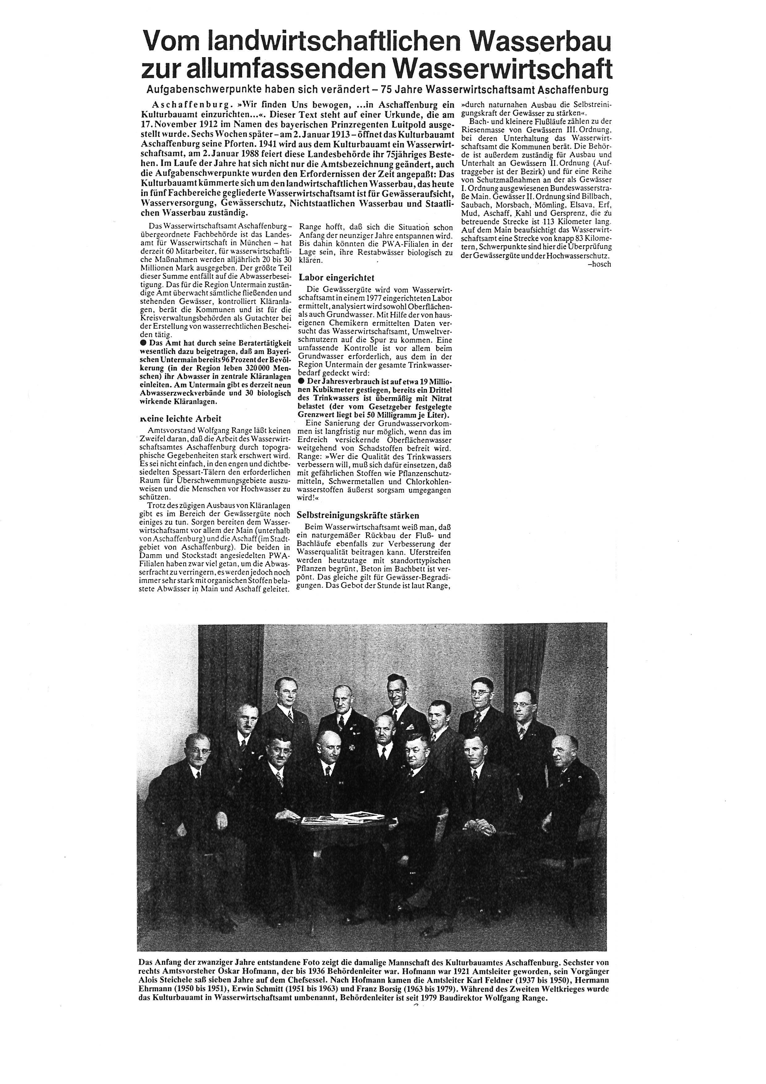 Bild Zeitungsartikel 75 Jahre WWA AB