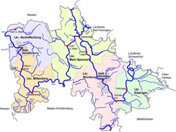 Karte des Amtsbereichs mit Landkreisen